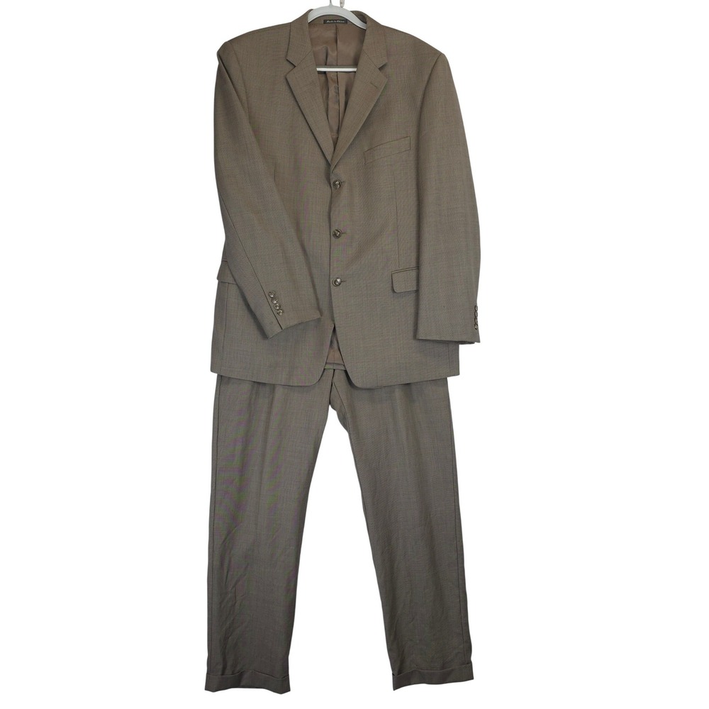 Axcess Claiborne Wool Suit Men 44R Brown Two Button Blazer Dress Pants‎ Classic